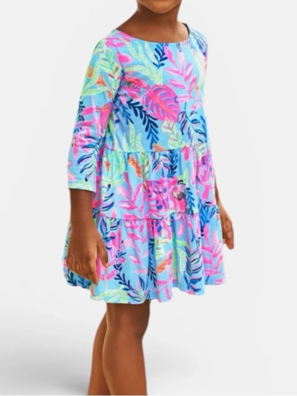 Lilly Pulitzer Girls Geanna Dress Porto 
"Blue You’ve Been Spotted" Print M(6-7)